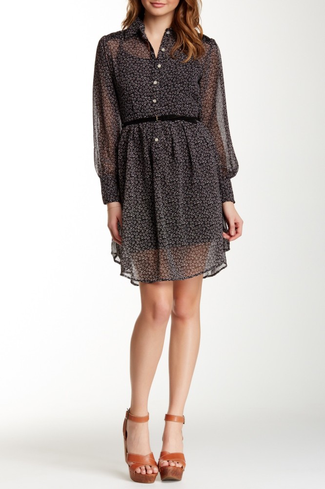 C200 Printed Chiffon Shirt Dress Size L