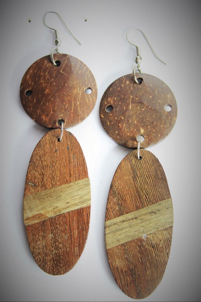 Two Shape Wooden Earrings