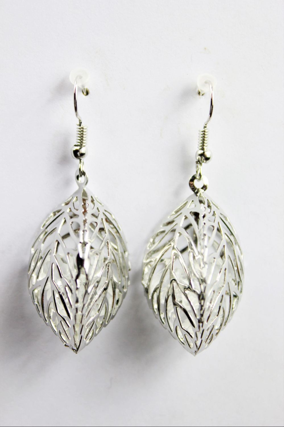 Silver Drop Leaf Earrings