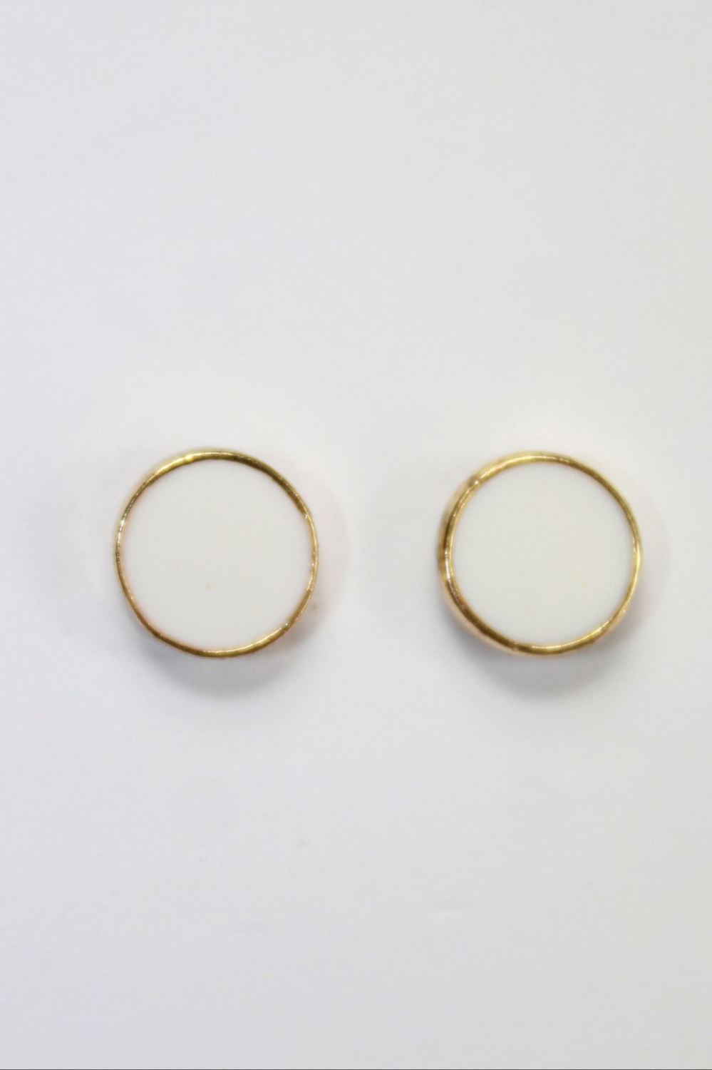 Gold Tone Round Pink Stud Earrings