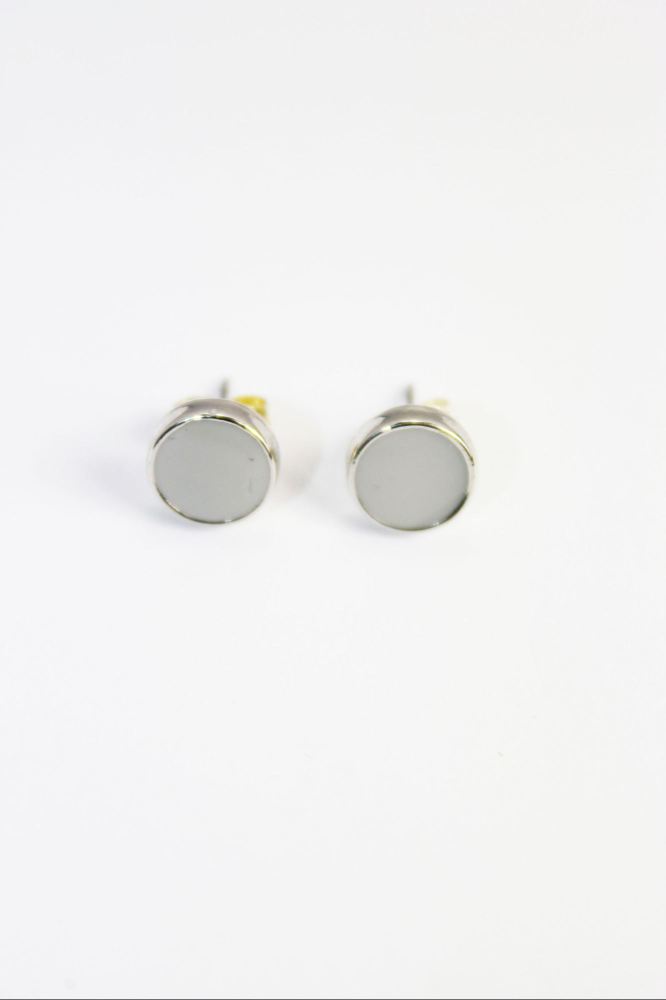 Silver Tone Gray Stud Earrings