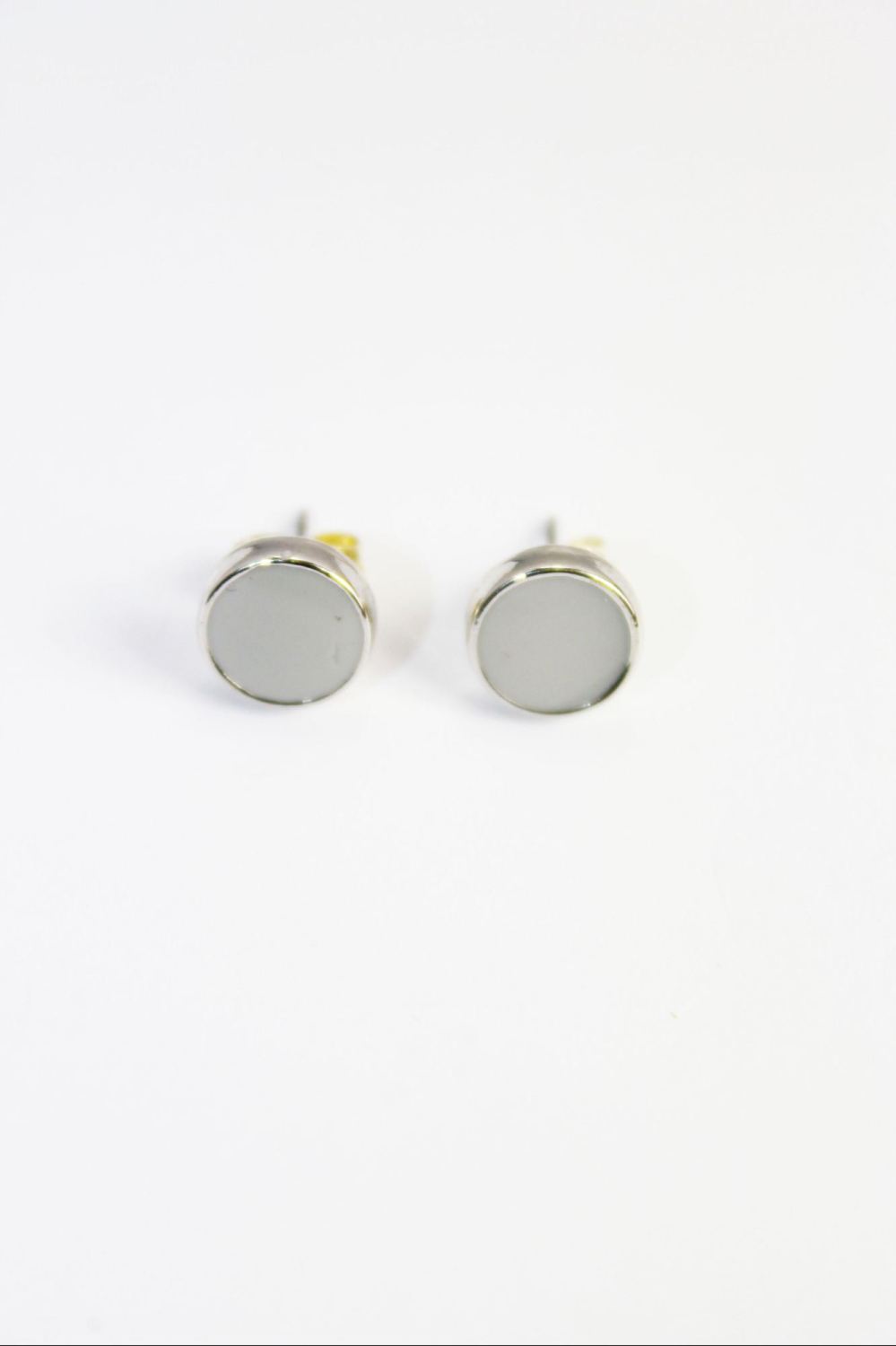 Silver Tone Gray Stud Earrings