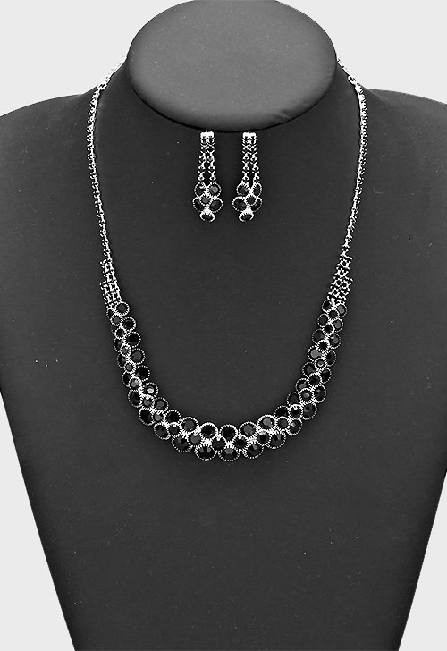 Black Stone Necklace Set 
