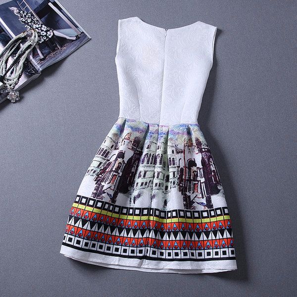 Printed Skater Dress #A248 Size: S