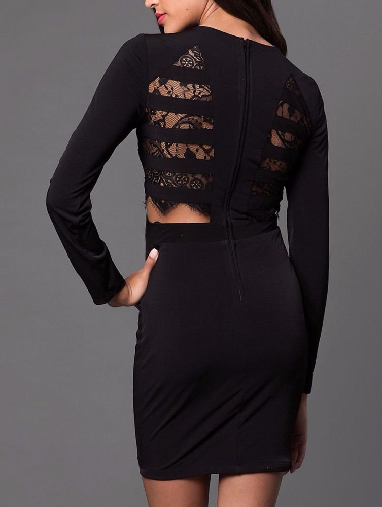 B215 LS Lace Back Open Back Dress Size: M