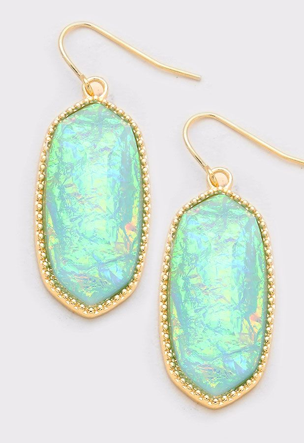 Turquoise Crystal Stone Drop Earrings 