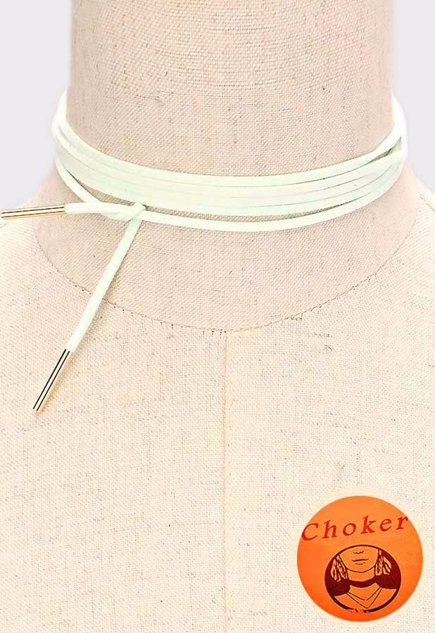 White Leather Tie Choker