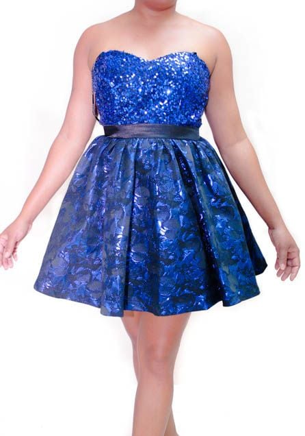 B209 - Sequin Floral kater Bandeau Dress