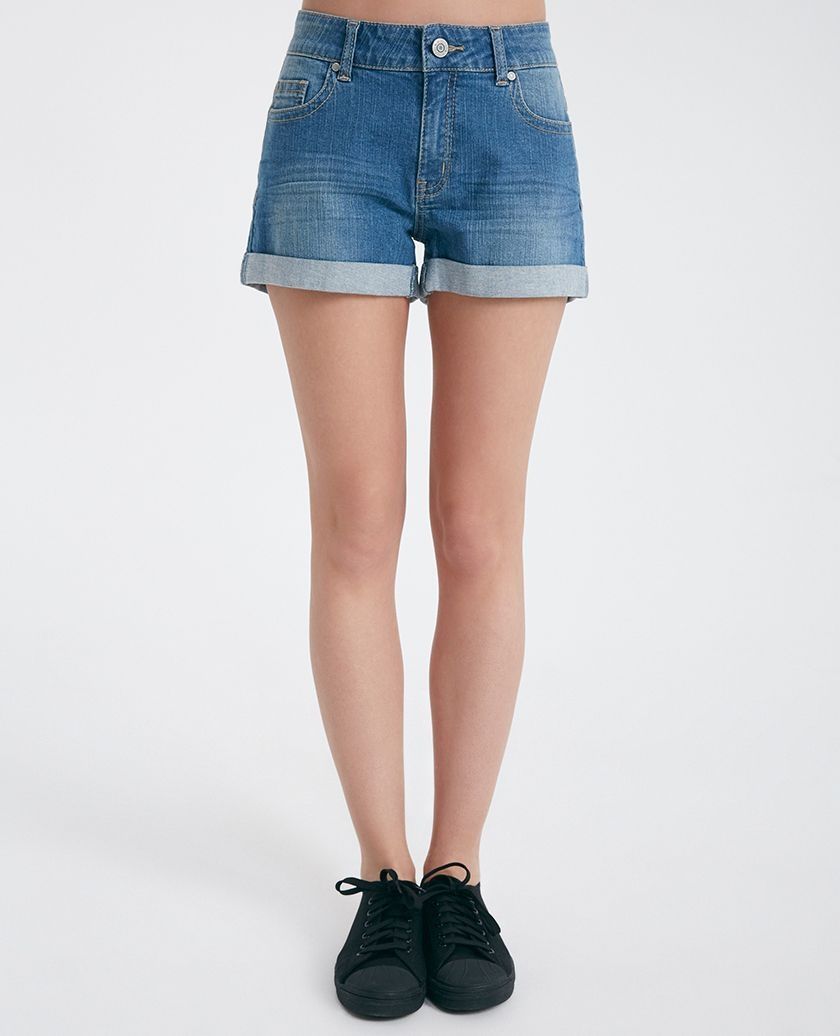 Roll Cuff Stretch Denim Shorts|Size: 3/S