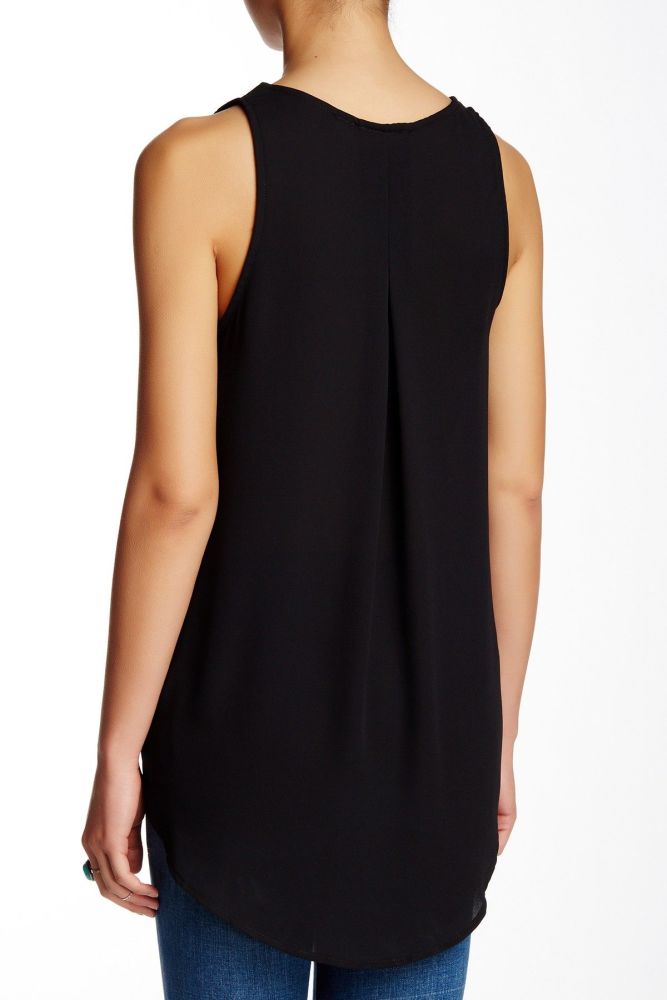 Black Inverted Pleat Back Tank Size: S