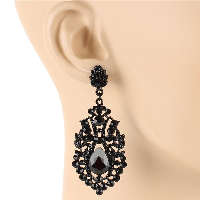 Black Crystal Chandelier Earring