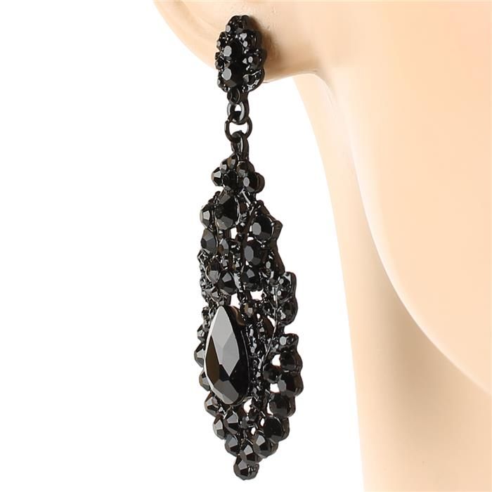 Black Crystal Chandelier Earring
