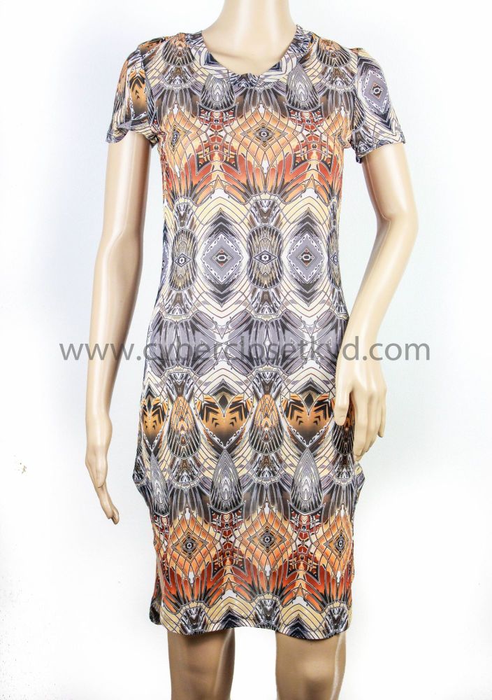 New Markdown Printed Mesh Dress Size: M
