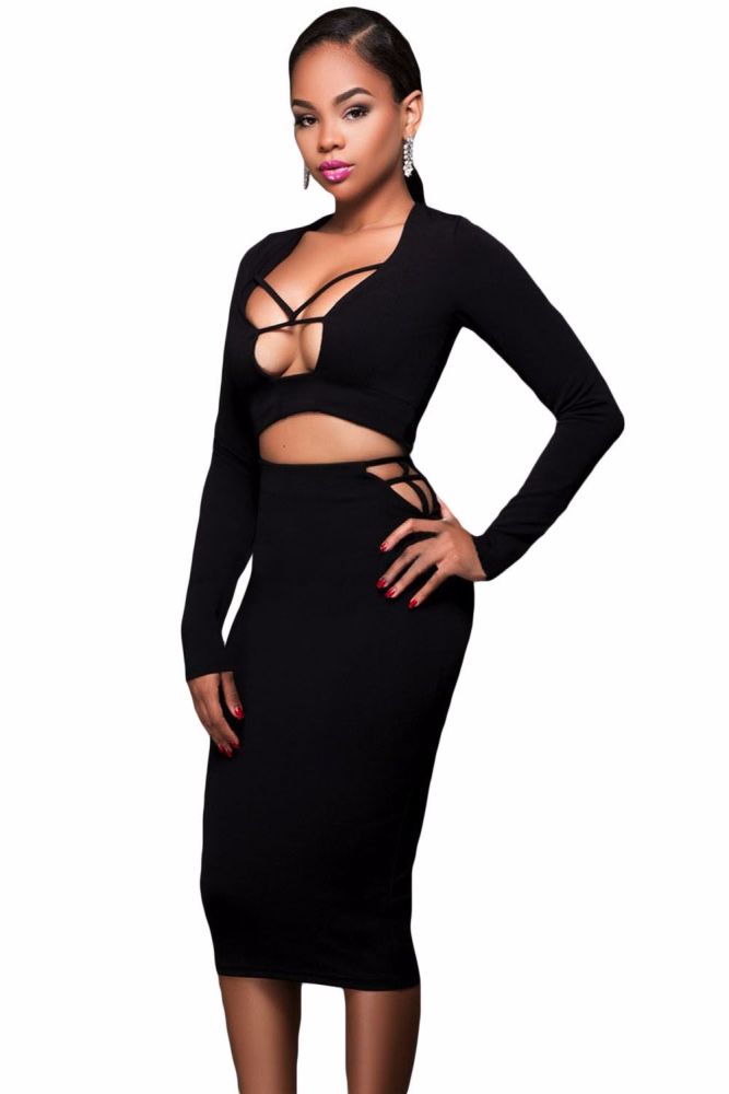 A261 - Laced Up Two Piece Pencil Suit