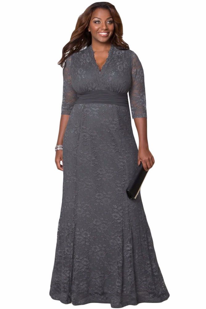  3/4 Sleeve Long Lace Dress Size: XL