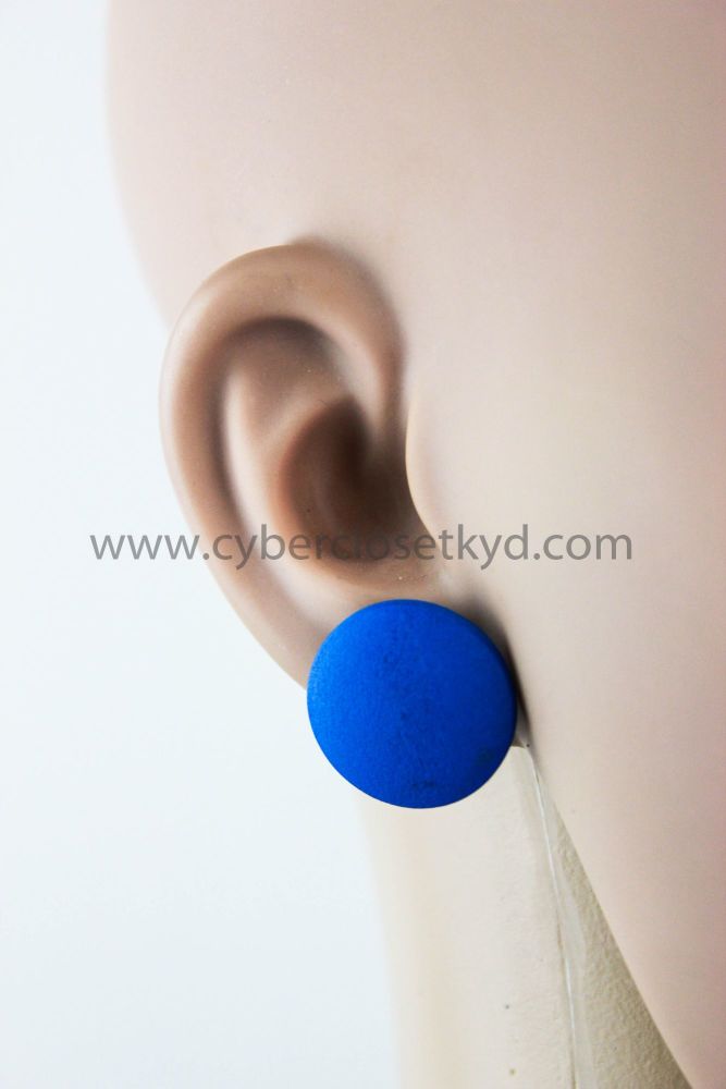 Dark Blue Wooden Stud Earring