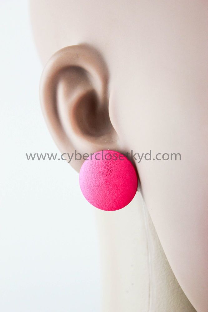 Pink Wooden Stud Earring