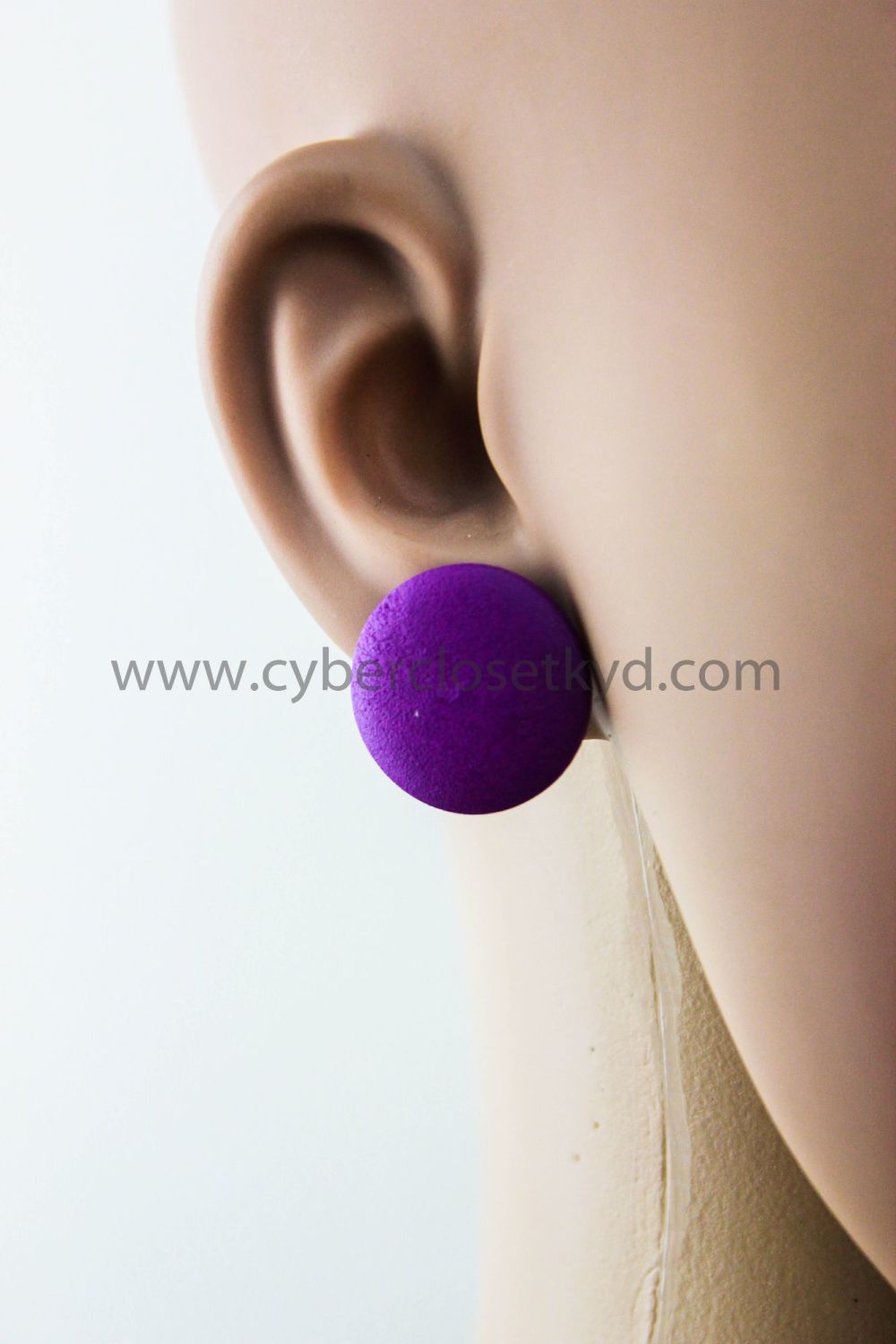 Purple Wooden Stud Earring