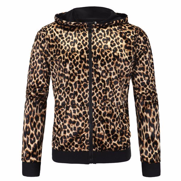 Leopard Print Bomber Jacket w Hoodie Size: M 