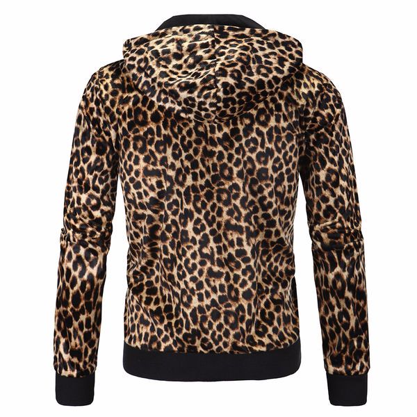 Leopard Print Bomber Jacket w Hoodie Size: M 