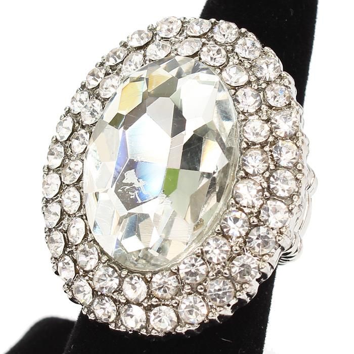 Crystal Oval Chunky Ring