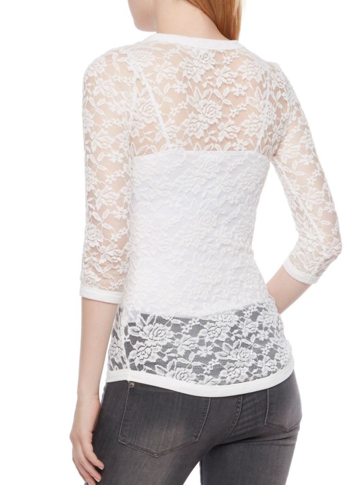 Lace Top with Lace-Up Neck Size: L