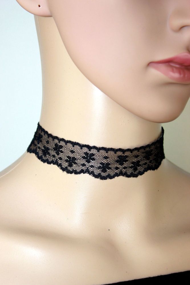 Wide Black Lace Choker