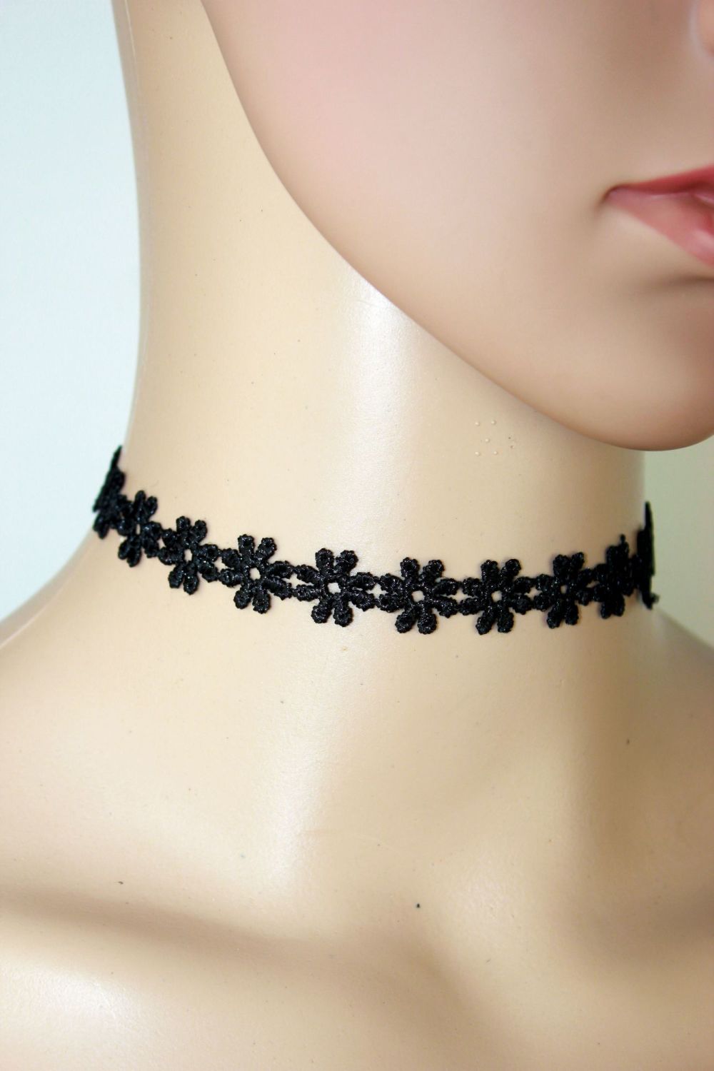 Black Crochet Flower Chokers 