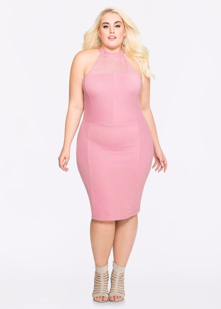 C083 - Mesh Top Bodycon Dress