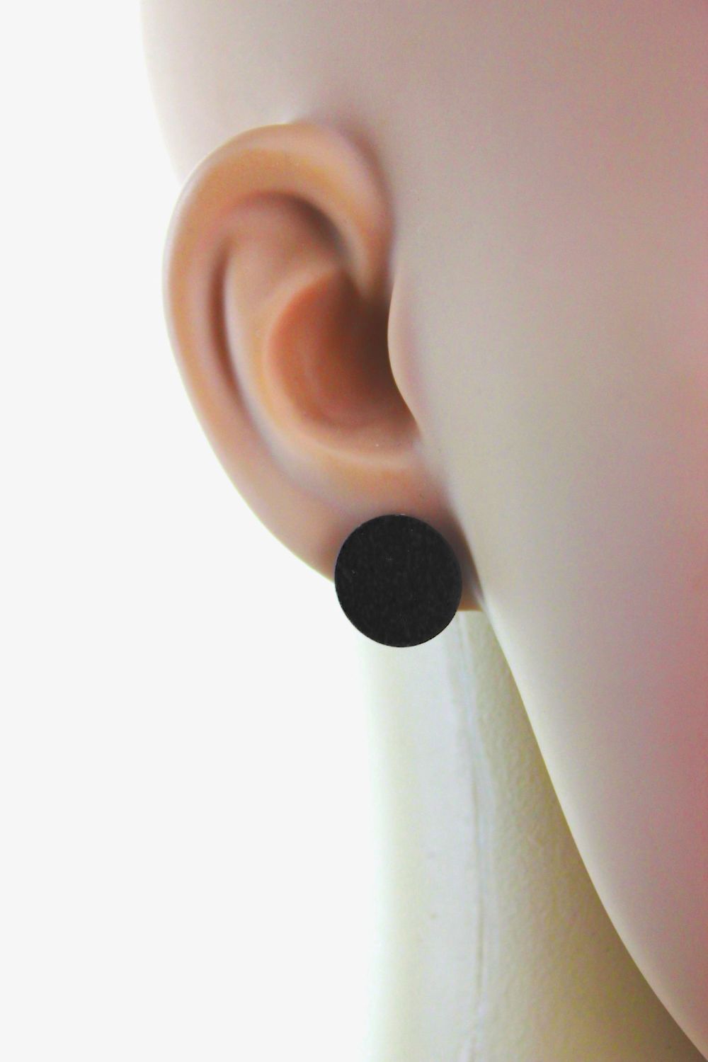 Black Flat Stud Earrings