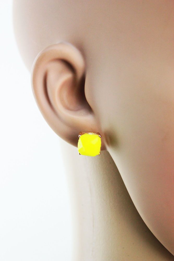 Neon Yellow Stud Earrings