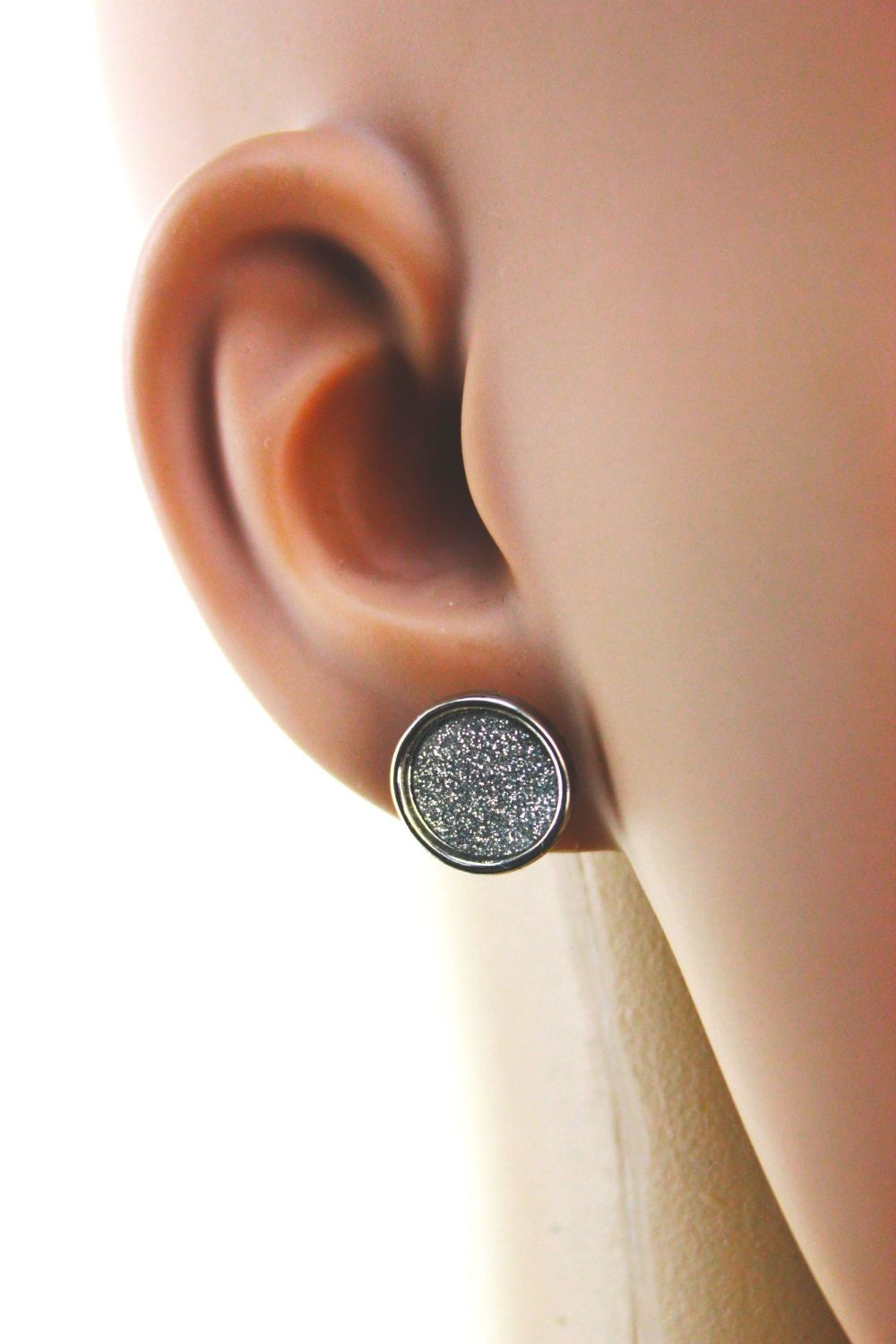 Silver Round Stud Earrings 