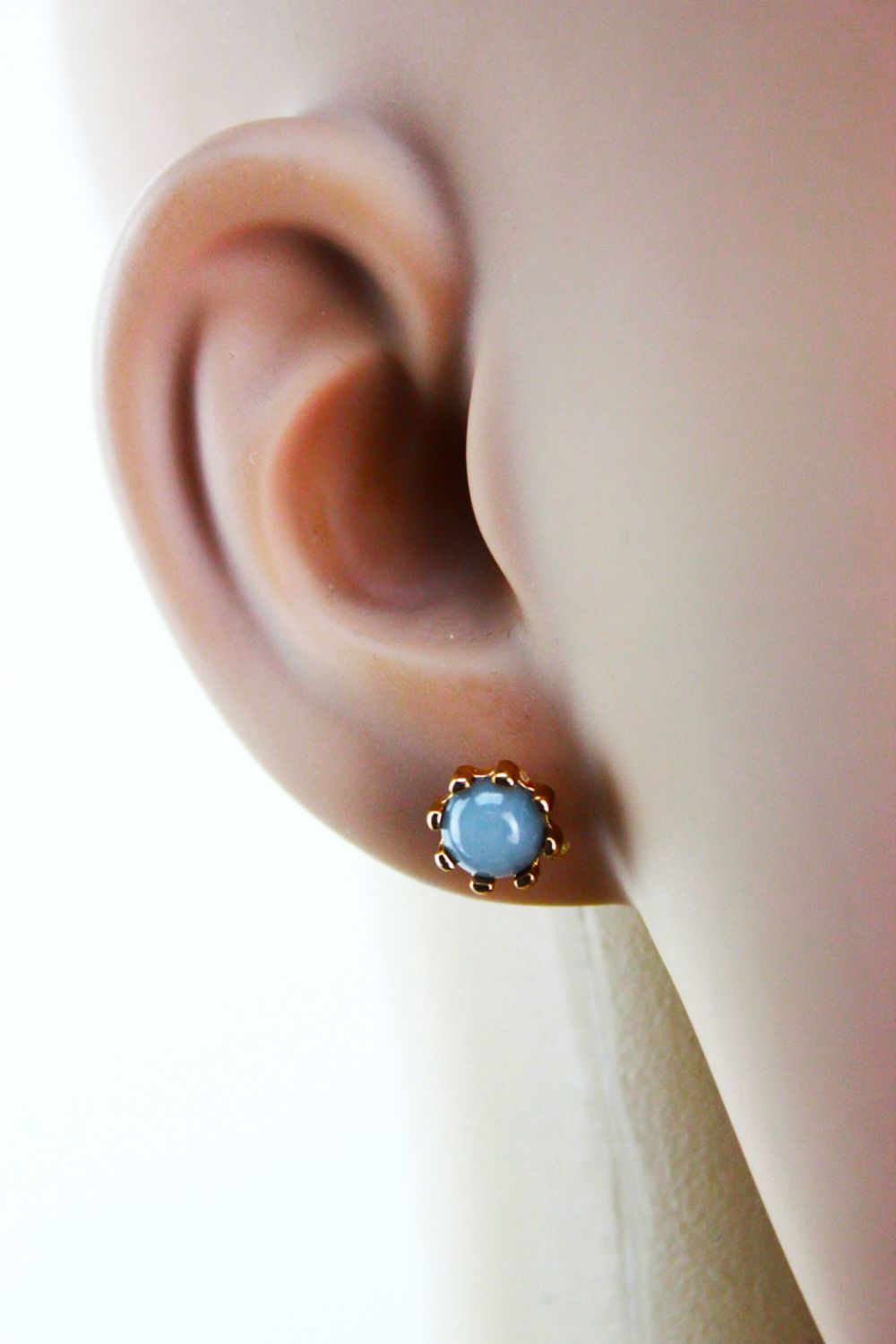 Smokey Gold Trim Stud Earrings