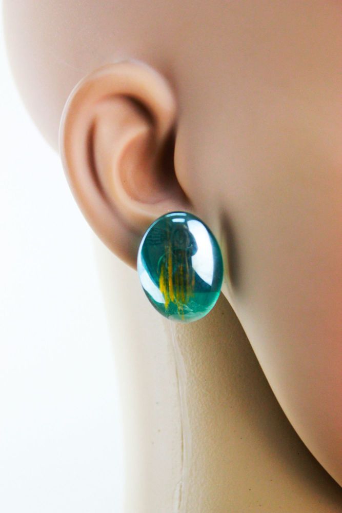 Turquoise Oval Shape Stud Earrings