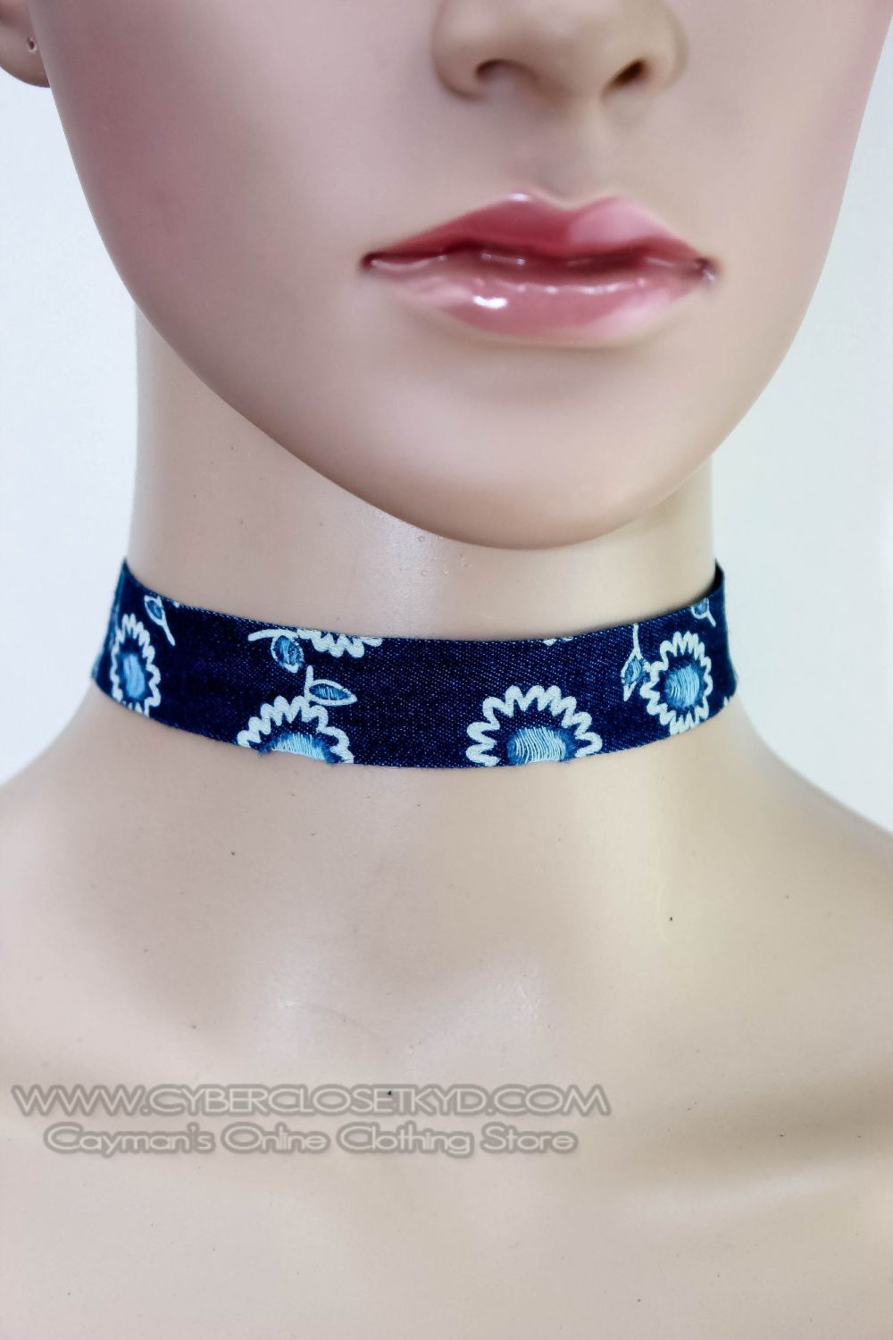 Printed Denim Choker