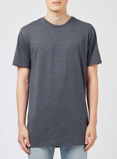 Dark Grey Longline Tee Shirt|Size: XXS (Oversize)