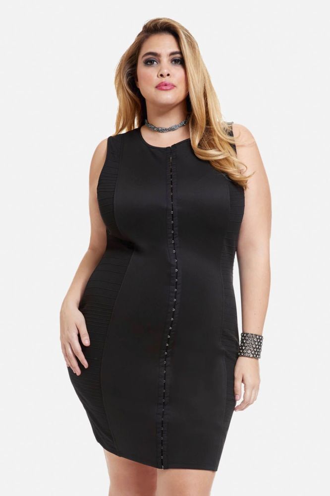 Black Hooked Up Bodycon #C204 Dress Size: L