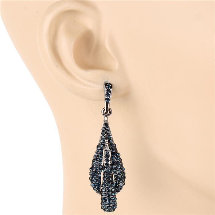 Navy Crystal Drop Earrings