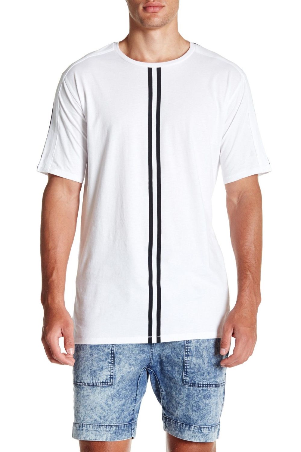 Z Center Stripe Longline Tee - M