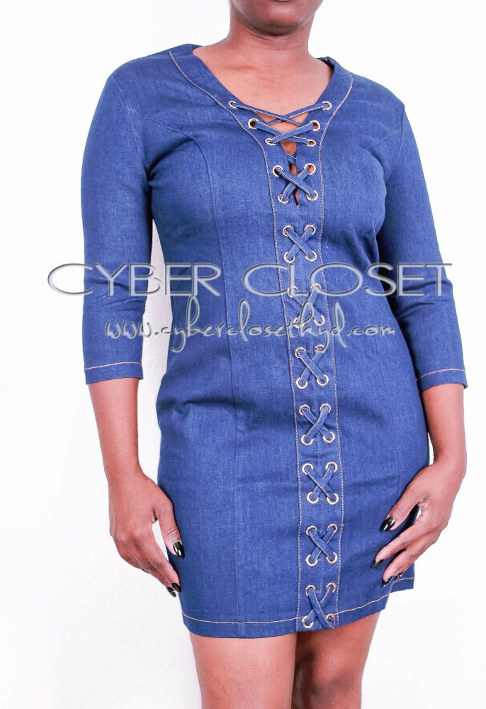 C010 - CrissCross SS Denim Dress