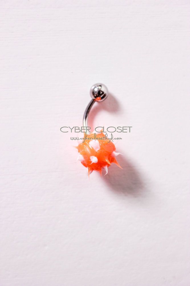 #62 Silicone White/Orange Belly Button Navel Ring