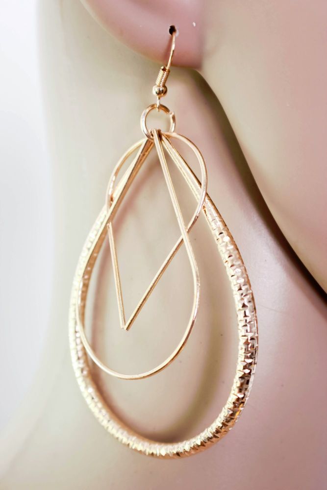 Tear Drops Fashion Gold Hoops