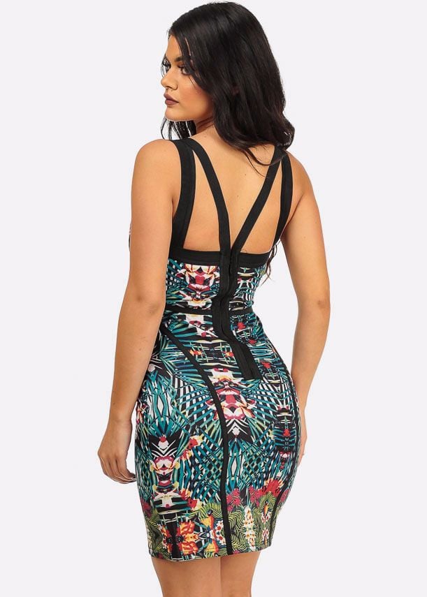 Size: S Floral Print Bodycon Dress SKU: A15681