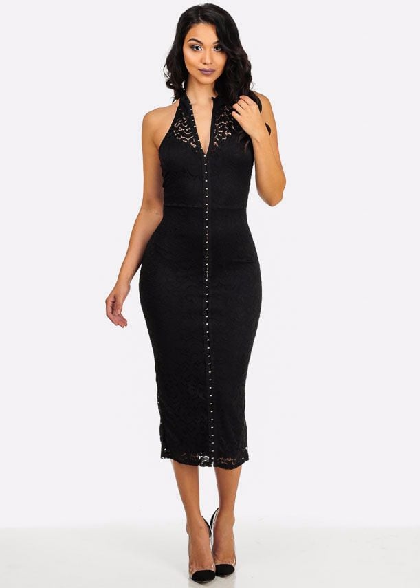 A077 -Lace Up Bodycon Dress