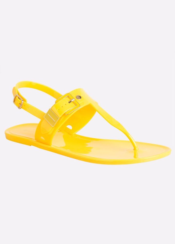 T Strap Jelly Sandals Size: 8W
