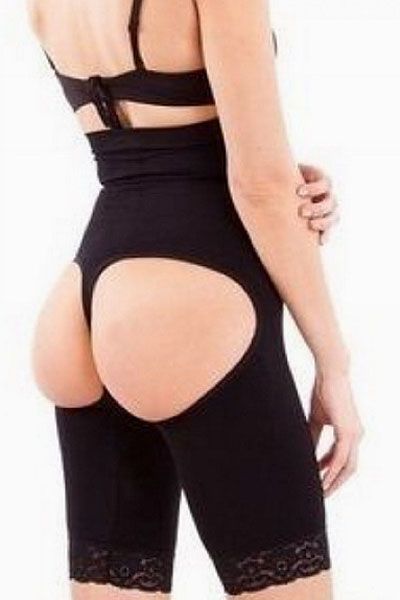 Black Lace Trim Butt Lifter Size: L