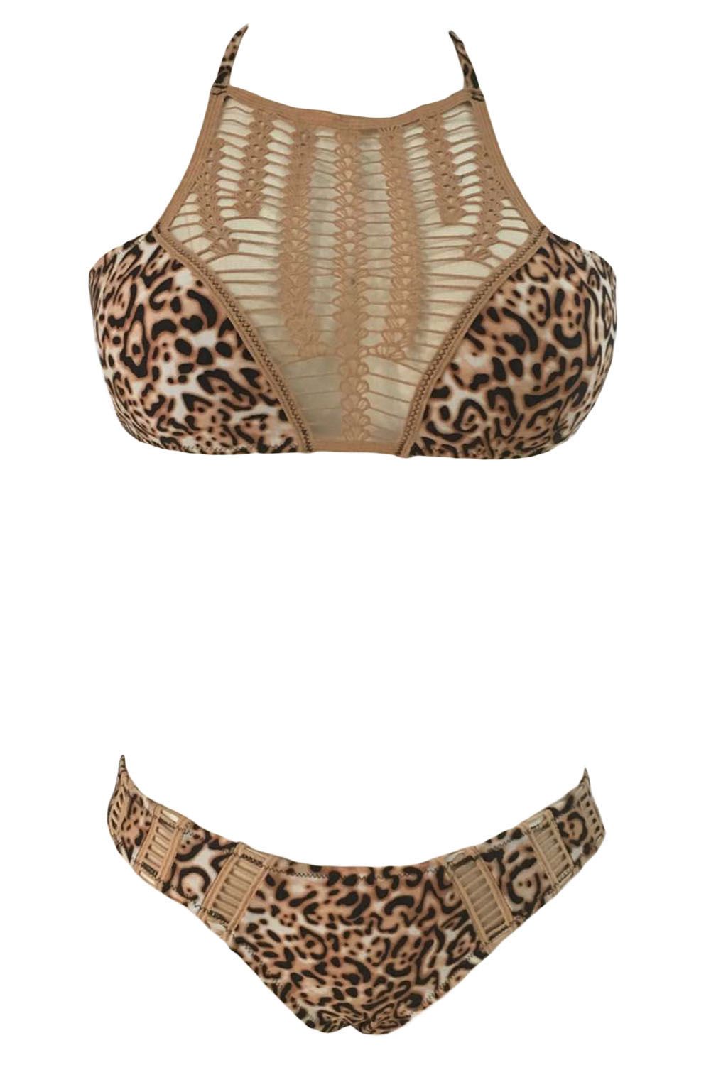 Leopard Print Two Piece Swimsuit 