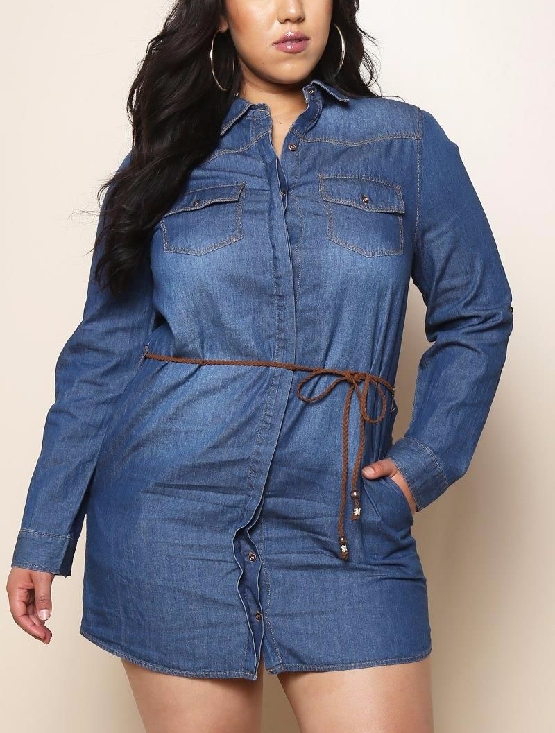 C110 LS Drawstring Denim Dress Size: L