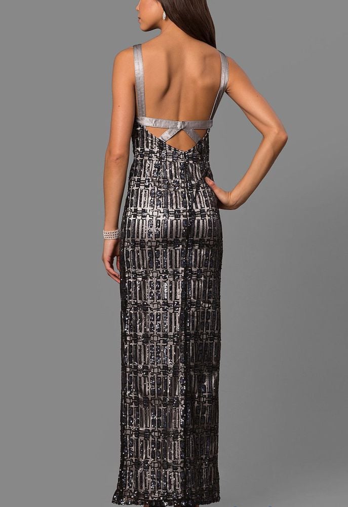 A300|High Split Sequins Evening Dress|Size: S