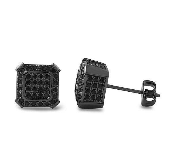 Black Iced Out Stud Earrings